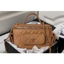Chanel Grained Shiny Calfskin Clutch with Chain Bag AP3017 Brown 2023