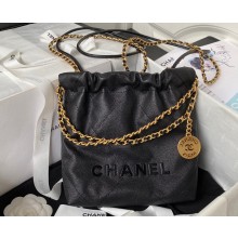 Chanel Shiny Grained Calfskin and Lacquered Metal CHANEL 22 Mini Handbag AS3980 Black 2023