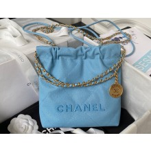 Chanel Shiny Grained Calfskin and Lacquered Metal CHANEL 22 Mini Handbag AS3980 Blue 2023