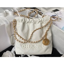 Chanel Shiny Grained Calfskin and Lacquered Metal CHANEL 22 Mini Handbag AS3980 White 2023