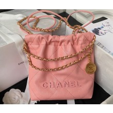 Chanel Shiny Grained Calfskin and Lacquered Metal CHANEL 22 Mini Handbag AS3980 Pink 2023