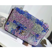 Chanel Strass and Crystal Small Classic Handbag A01116 Black/Blue/Pink 2023