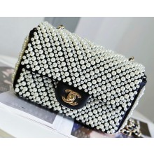 Chanel Pearl Small Classic Handbag Black/Blue 2023