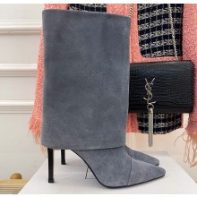 Balmain Heel 10.5cm Suede ankle boots Gray 2023