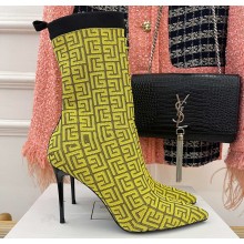 Balmain Heel 10.5cm Bicolor stretch knit Skye ankle boots with Balmain monogram Yellow 2023