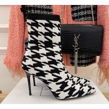 Balmain Heel 10.5cm Bicolor stretch knit Skye ankle boots houndstooth pattern 2023