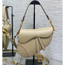 Dior Saddle Bag with Strap in Grained Calfskin Beige 2023