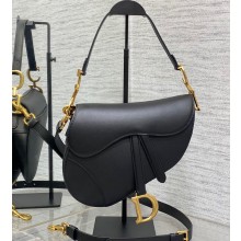 Dior Saddle Bag with Strap in Black Smooth Calfskin 2023