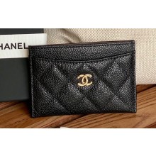 Chanel Classic Card Holder AP0213 in Grained Calfskin Black/Gold