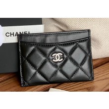 Chanel Classic Card Holder AP0213 in Lambskin Black/Silver