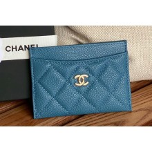 Chanel Classic Card Holder AP0213 in Grained Calfskin Blue