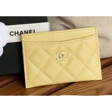 Chanel Classic Card Holder AP0213 in Grained Calfskin Yellow