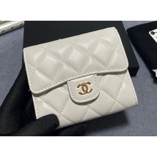Chanel Classic Small Flap Wallet AP0231 in Lambskin White/Gold