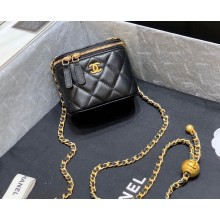 Chanel Pearl on Chain Small Classic Box with Chain Bag AP1447 Black 2023 (ORIGINAL QUALITY)