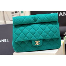 Chanel Wool Jersey & Gold-Tone Metal Clutch Bag AS4199 Green 2023 (ORIGINAL QUALITY)