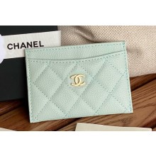 Chanel Classic Card Holder AP0213 in Grained Calfskin Pale Green