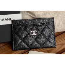 Chanel Classic Card Holder AP0213 in Grained Calfskin Black/Silver