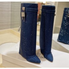 Givenchy Heel 8.5cm Shark Lock boots petrol Blue with strass 2023
