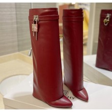 Givenchy Heel 8.5cm Shark Lock boots in smooth calfskin leather Dark Red 2023