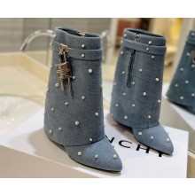 Givenchy Heel 8.5cm Shark Lock ankle boots in denim with pearls 2023