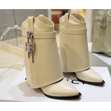 Givenchy Heel 8.5cm Shark Lock ankle boots in smooth calfskin leather Stitching Beige 2023