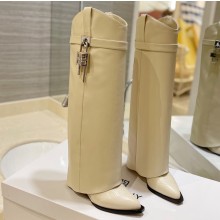 Givenchy Heel 8.5cm Shark Lock boots in smooth calfskin leather Stitching Beige 2023