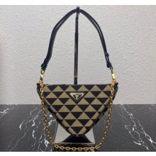 Prada Symbole leather and fabric mini bag 1BC176 Black/Beige 2023