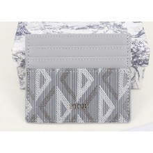 Dior Card Holder in Gray CD Diamond Canvas