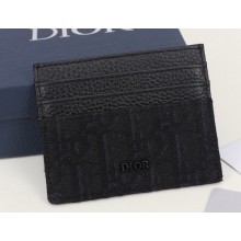Dior Card Holder in Black Dior Oblique Jacquard and Black Grained Calfskin