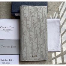 Dior Vertical Long Wallet in Gray Dior Oblique Galaxy Calfskin