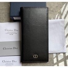 Dior Vertical Long Wallet in Black Grained Calfskin with CD Icon Signature