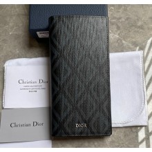 Dior Vertical Long Wallet in Black CD Diamond Canvas