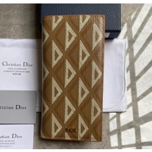 Dior Vertical Long Wallet in Brown CD Diamond Canvas