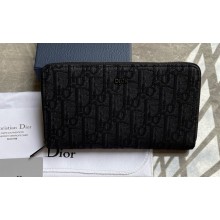 Dior Zipped Long Wallet in Black Dior Oblique Jacquard