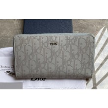 Dior Zipped Long Wallet in Gray Dior Oblique Galaxy Calfskin