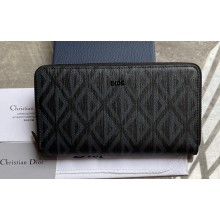 Dior Zipped Long Wallet in Black CD Diamond Canvas