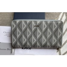 Dior Zipped Long Wallet in Gray CD Diamond Canvas