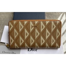 Dior Zipped Long Wallet in Brown CD Diamond Canvas