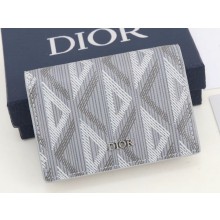 Dior Flap Card Holder in Gray CD Diamond Canvas