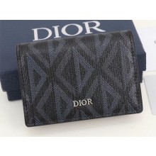 Dior Flap Card Holder in Black CD Diamond Canvas