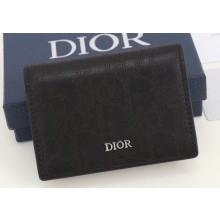 Dior Flap Card Holder in Black Dior Oblique Galaxy Calfskin