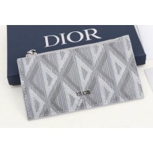 Dior Zipped Card Holder in Gray CD Diamond Canvas