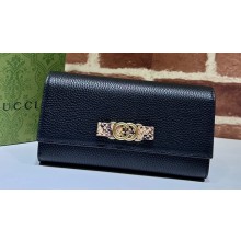 Gucci Wallet with Interlocking G python bow 750461 Black