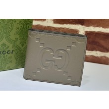 Gucci Jumbo GG leather coin wallet 739479 Gray