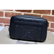 Gucci Jumbo GG leather pouch Bag 760224 Black