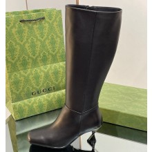 Gucci Heel 6.5cm Leather Knee High Boots Black 2023