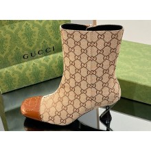 Gucci Heel 6.5cm Ankle Boots GG Canvas Beige 2023
