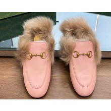 Gucci Wool Fur 2015 Re-Edition women's Princetown Slipper with Horsebit 397749 Leather Pink 2023