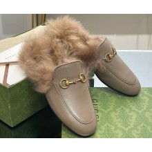 Gucci Wool Fur 2015 Re-Edition women's Princetown Slipper with Horsebit 397749 Leather Camel 2023