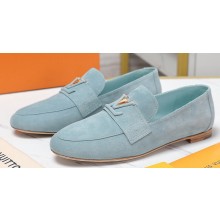 Louis Vuitton Suede calf leather LV Capri Loafers Light Blue 2023